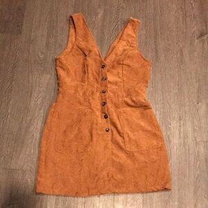 Corduroy Button-Front Tan Dress